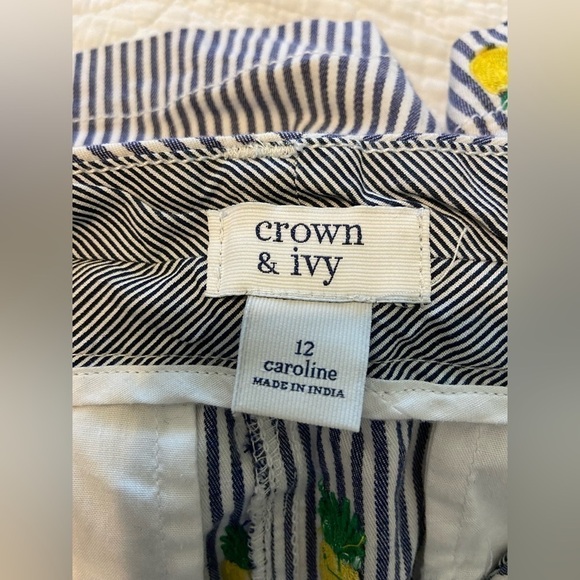 Crown And Ivy Striped Pineapple Embroidered Shorts - Picture 3 of 4